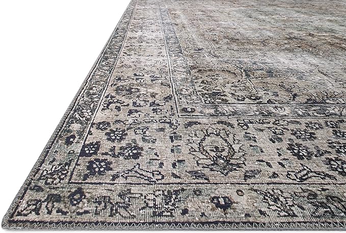 Loloi Layla Collection LAY-06 Taupe/Stone 7'-6" x 9'-6" .13" Thick Area Rug, Soft, Durable, Vintage Inspired, Distressed, Low Pile, Non-Shedding, Easy Clean, Printed, Living Room Rug