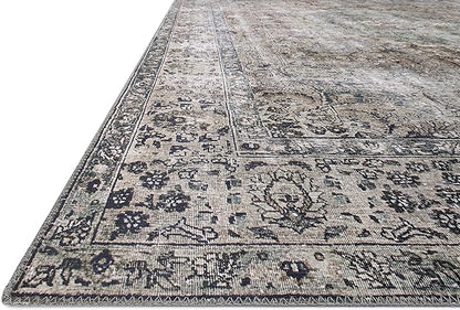 Loloi Layla Collection LAY-06 Taupe/Stone 7'-6" x 9'-6" .13" Thick Area Rug, Soft, Durable, Vintage Inspired, Distressed, Low Pile, Non-Shedding, Easy Clean, Printed, Living Room Rug