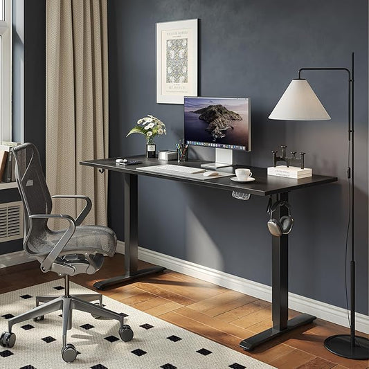Agilestic Electric Standing Desk, Large 63 x 24 Inches Height Adjustable Desk, Sit Stand up for Work Office Home, Ergonomic Rising Gaming Computer Table with Memory Preset, Black