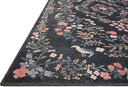 Loloi Rifle Paper Co. Maison Collection MAO-04 Tuileries Black 2'-0" x 5'-0", .19" Pile Height, Accent Rug