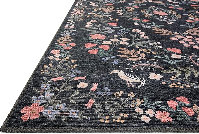 Loloi Rifle Paper Co. Maison Collection MAO-04 Tuileries Black 8'-4" x 11'-6", .19" Pile Height, Area Rug