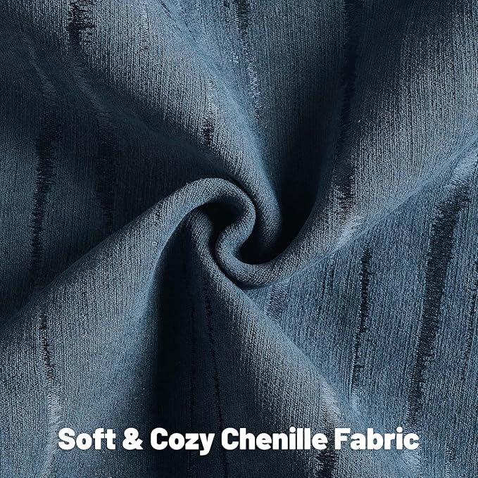 FUTEI Navy Blue Chenille Decorative Throw Pillow Covers 24x24 Inch Set of 2,Soft Embossed Striped Textured European Cushion Case,Modern Home Decor for Couch Bed Living Room