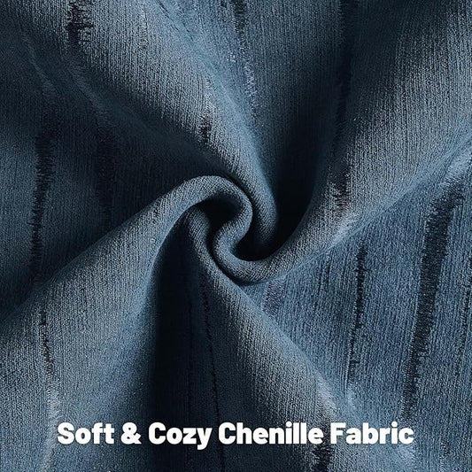 FUTEI Navy Blue Chenille Decorative Throw Pillow Covers 24x24 Inch Set of 2,Soft Embossed Striped Textured European Cushion Case,Modern Home Decor for Couch Bed Living Room