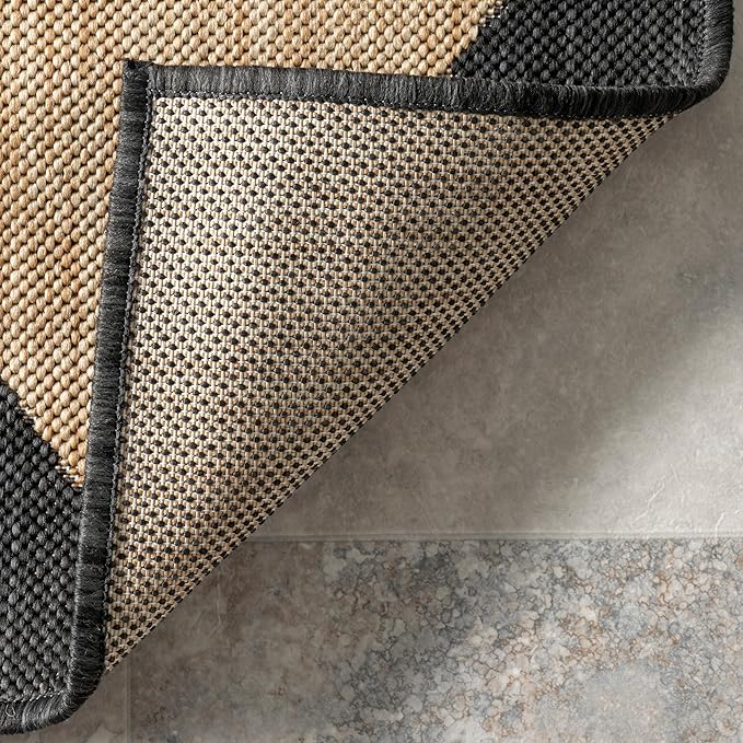 nuLOOM 8' Round Outdoor Performance Area Rug, Stain Resistant, Weather Resistant, High Traffic, Patio, Balcony, Outside, Sabina Dark Grey