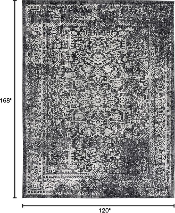 SAFAVIEH Area Rug 10x14 - Evoke Collection - Large - Black & Grey, Distressed Design, Non-Shedding & Easy to Clean, Ideal for Living Room, Bedroom, Dining Space (EVK256R)