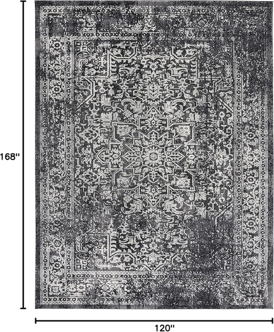 SAFAVIEH Area Rug 10x14 - Evoke Collection - Large - Black & Grey, Distressed Design, Non-Shedding & Easy to Clean, Ideal for Living Room, Bedroom, Dining Space (EVK256R)