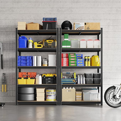 Yaheetech Standing Shelf Units, 5 Tier Storage Shelf, Heavy Duty Shelving, Adjustable Garage Shelves, Utility Rack Shelf Unit, Basement Warehouse Shed, 35.5" Wx 16" D x 71" H - Black