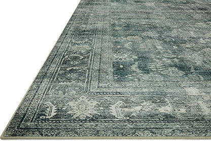 Loloi Magnolia Home by Joanna Gaines Banks Collection BAN-03 Blue/Lagoon 3'-6" x 5'-6" .13" Pile Height, Machine Washable, Accent Rug