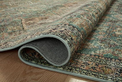 Loloi Magnolia Home by Joanna Gaines Sinclair Collection SIN-03 Turquoise/Multi 2'-3" x 9'-6", .25" Pile Height, Machine Washable, Runner Rug