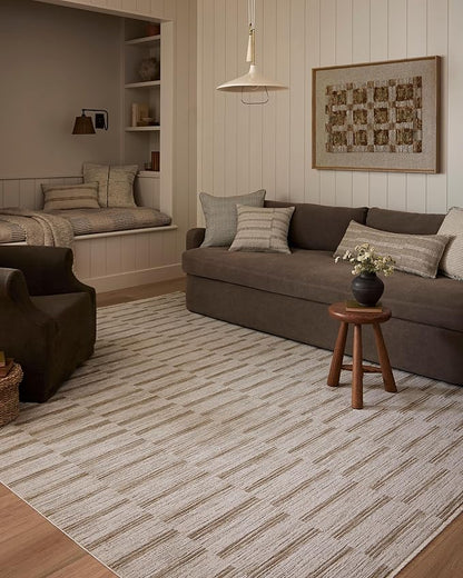 Loloi Amber Lewis Cali Collection CIL-04 Ivory/Tobacco 9'-6" x 13', .25" Pile Height, Area Rug