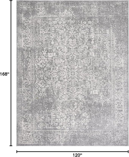 SAFAVIEH Evoke Collection 10' x 14' Silver / Ivory EVK256S Oriental Distressed Non-Shedding Living Room Bedroom Dining Home Office Area Rug