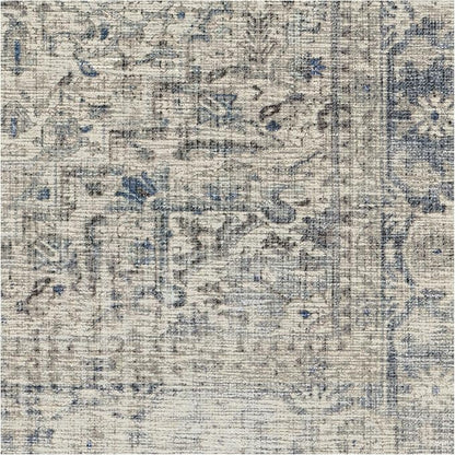 RUGGABLE Washable Vintage Area Rug – Kamran Blue Quartz 4x6, Stain-Resistant, Non-Slip – Medium Machine Washable Rugs for Living Room, Bedroom, Hallway, Entryway & Office–with Cushioned Pad