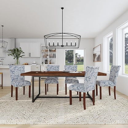 HomePop Classic Parsons Dining Chair -Denim Jacobean Print (Set of 2)