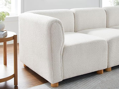 VANOMi Oversized Modular Sectional Sofa, V-Shaped Corner Sectional Couch for Living Room, 5 Seats Modular Sofa, Cream White