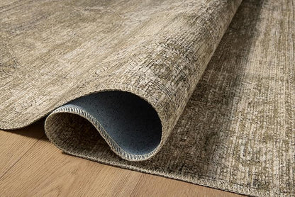 Loloi Amber Lewis Cambria Collection CBR-03 Sand/Olive 8'-6" x 11'-6" Area Rug Jute, Neutral, Vintage Style, Antique Tone, Living, Bedroom, Dining, Carpet