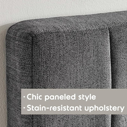 Nestl Upholstered Queen Headboard - Easy Assemble Channel Stitched Headboard Queen Size - Wall Mounted Headboards with 3D Soundproof Wall Panels Peel & Stick Floating Headboards, Grey