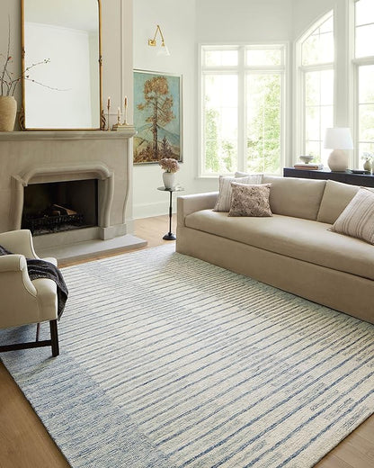 Loloi Chris Loves Julia Chris Collection CHR-01 Ivory/Denim 5'-0" x 7'-6", .50" Pile Height, Area Rug