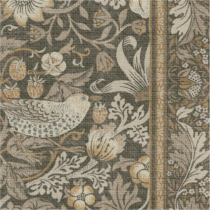 RUGGABLE x Morris & Co Machine Washable Area Rug – Strawberry Thief Stone Gold 2x3, Stain-Resistant, Non-Slip – Small Rugs for Living Room, Bedroom, Hallway, Entryway & Bathroom–with Cushioned Pad