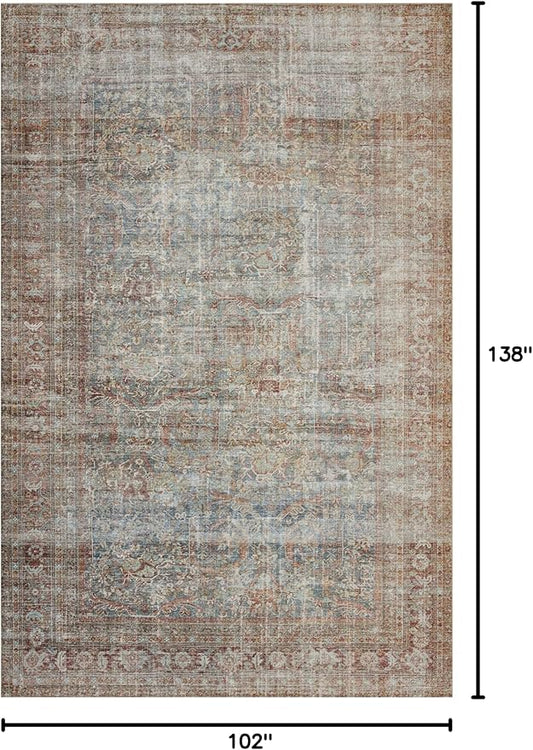 Loloi Chris Loves Julia Jules Collection JUL-05 Lagoon/Brick 8'-6'' x 11'-6'', .13" Pile Height, Area Rug