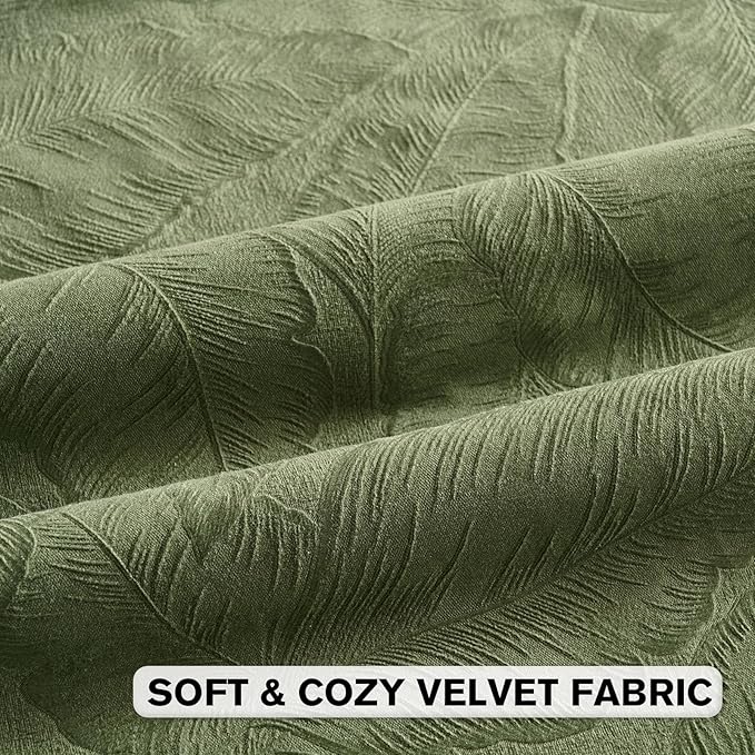FUTEI Sage Green Velvet Throw Pillow Covers 24x24 Inch Set of 2,Soft Embossed Leaf-Relief Textured European Cushion Cases,Natural Home Decor for Couch Living Room