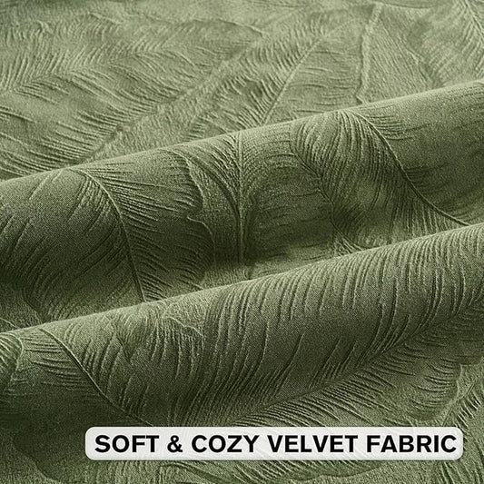 FUTEI Sage Green Velvet Throw Pillow Covers 16x16 Inch Set of 2,Soft Embossed Leaf-Relief Textured Cushion Cases,Natural Home Decor for Couch Living Room