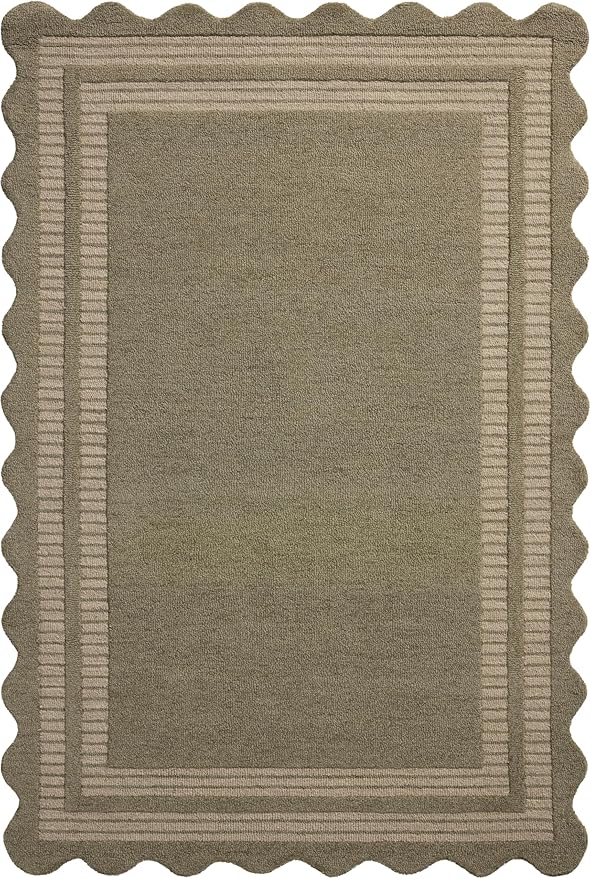 Loloi Chris Loves Julia Scottie Collection SCO-01 Olive/Pebble 3'-6" x 5'-6", .87" Pile Height, Accent Rug