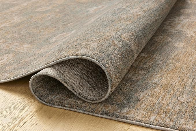 Loloi Chris Loves Julia Louisa Collection LOI-04 Lagoon/Ivory 9'-6" x 9'-6", .38" Pile Height, Round Area Rug
