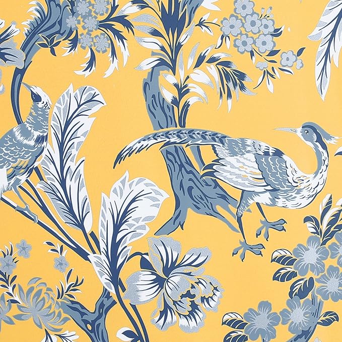 Lush Decor Dolores Light Filtering Window Panels, Pair, 52" W x 108" L, Yellow - Floral Curtains for Bedroom - Vintage Curtains - Coquette Room Decor