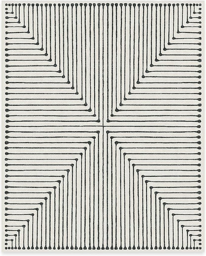 RUGGABLE x Jonathan Adler Machine Washable Modern Area Rug – Inkdrop Black & Ivory 8x10, Stain-Resistant, Non-Slip – Large Rugs for Living Room, Bedroom, Hallway, Entryway & Office–with Standard Pad