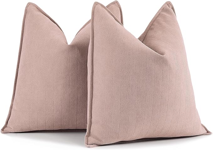 ZWJD Dusty Pink Pillow Covers 18x18 Set of 2 Chenille Throw Pillow Covers with Elegant Design Soft and Luxurious Decorative Throw Pillows for Couch, Bed, and Home Decor