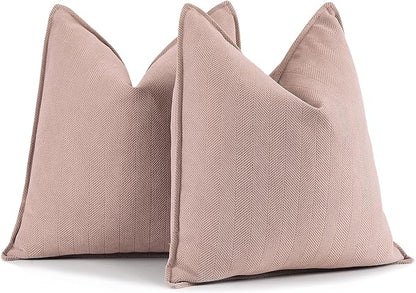 ZWJD Dusty Pink Pillow Covers 16x16 Set of 2 Chenille Throw Pillow Covers with Elegant Design Soft and Luxurious Decorative Throw Pillows for Couch, Bed, and Home Decor