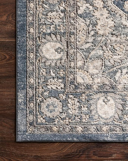 Loloi Teagan Collection TEA-01 Denim/Mist 3'-4" x 5'-7" Accent Rug, Large, Soft Neutral Rug, High-Traffic for Living Room, Bedroom, Home Office, Dining Area