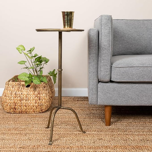 Metal Martini Cocktail Table, Antique Brass