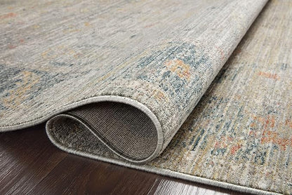 Loloi Magnolia Home by Joanna Gaines Millie Collection MIE-04 Slate/Multi 3'-6" x 5'-6", .25" Pile Height, Accent Rug