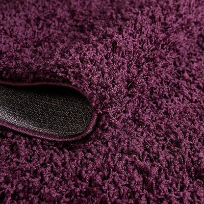 Unique Loom Solid Shag Collection Area Rug (3' 3" x 5' 3" Oval, Eggplant Purple)