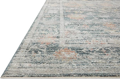 Loloi Magnolia Home by Joanna Gaines Millie Collection MIE-01 Blue/Multi 5'-3" x 5'-3", .25" Pile Height, Round Area Rug