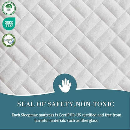 Sleepmax Extra Firm King Mattress 12 Inch - Deep Sleep Hybrid Mattress Pain Relief - Bed in a Box for Back & Side Sleeper - Extra Lumbar & HIPS Support - CertiPUR-US Certified, 365-Night Trial