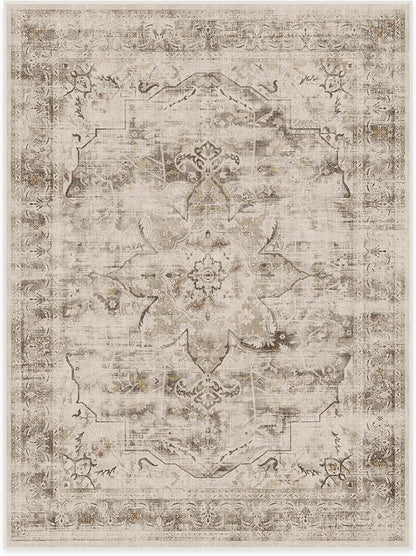 RUGGABLE Washable Vintage Area Rug – Sarrah Hazel 9x12, Stain-Resistant, Non-Slip – Large Machine Washable Rugs for Living Room, Bedroom, Hallway, Entryway & Office–with Standard Pad