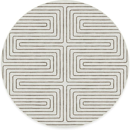 RUGGABLE x Jonathan Adler Machine Washable Area Rug – Labyrinth Camel/Ivory 8 ft Round, Stain-Resistant, Non-Slip – Large Rugs for Living Room, Bedroom, Hallway, Entryway & Office–with Standard Pad