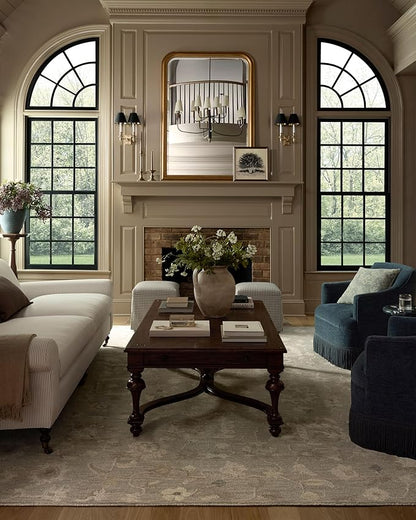 Loloi Chris Loves Julia Dorothea Collection DRT-01 Stone/Multi 5'-0" x 7'-6" Area Rug Wool Neutral Floral Living Room Bedroom Carpet