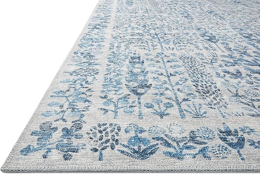 Loloi Rifle Paper Co. Maison Collection MAO-07 Blue 5'-0" x 7'-6", .19" Pile Height, Area Rug