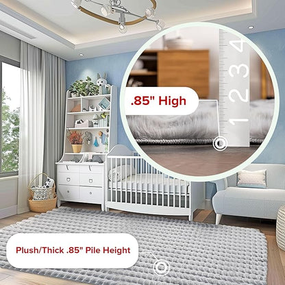 nuLOOM 3'9' x 6' Cozy Plush Area Rug, Machine Washable, Non-Slip, Soft Fluffy Shag Carpet for Living Room Bedroom Kids Room Nursery Home Decor, Jeni Silver