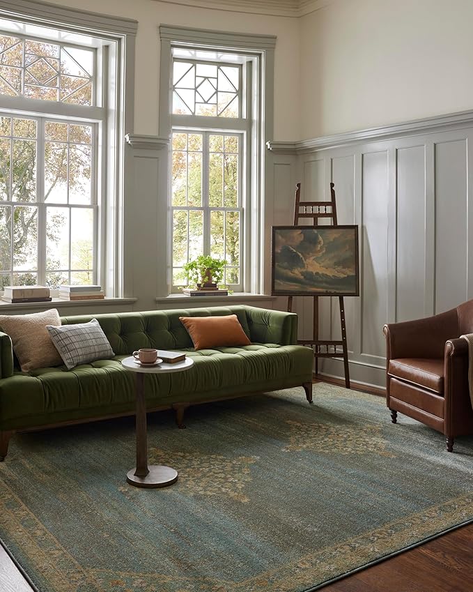 Loloi Magnolia Home by Joanna Gaines Mona Collection MOA-04 Aqua/Wheat 8'-10" x 12' Area Rug