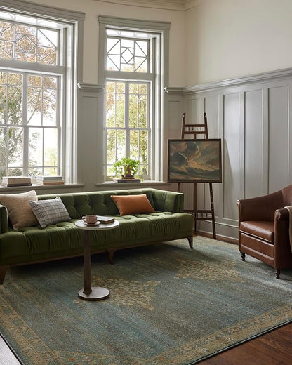 Loloi Magnolia Home by Joanna Gaines Mona Collection MOA-04 Aqua/Wheat 8'-10" x 12' Area Rug