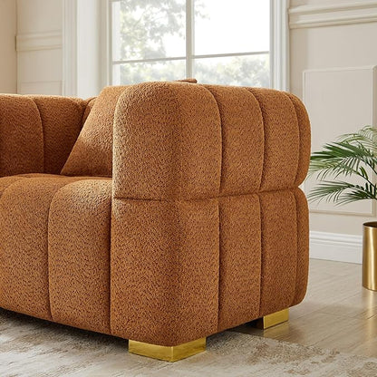 VANOMi 90.94”Cloud Sofa Couch, Modern Deep Seat Boucle Sofa, Oversized Upholstered 3-Seater Comfy Couch Loveseat for Living Room, Bedroom, Office, Apartment, Curry (1 Piece)