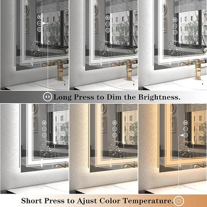 28x36 LED Lighted Mirror for Bathroom Wall, Dimmable Vanity Mirror with Lights, Backlit and Front lit, Dimmable, Anti-Fog, Shatter-Poof (Horizontal/Vertical)