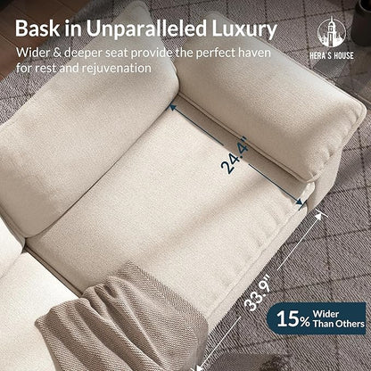 HERA'S HOUSE 158" Modular Sectional Sofa, Oversized Couches for Living Room, Comfy Cloud Couch 4-Seater Deep Seat Sofa with Throw Pillow, Chenille Beige