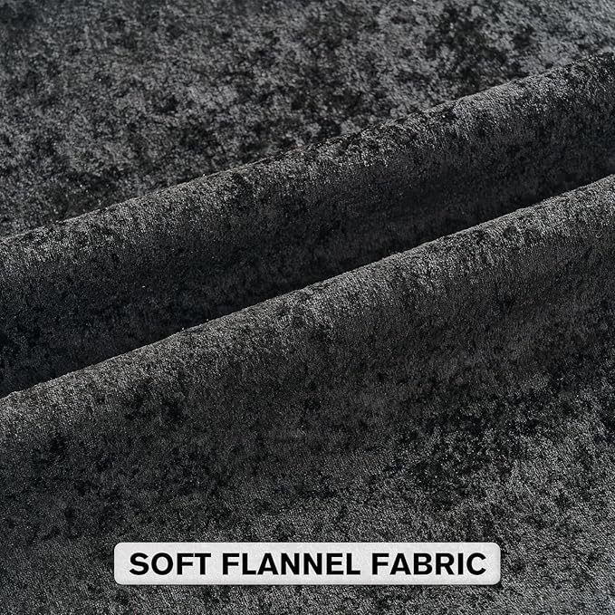 FUTEI Black Flannel Throw Pillow Covers 22x22 Inch Set of 2,Soft Dimensional Textured Cushion Cases,Modern Home Decor for Couch Living Room