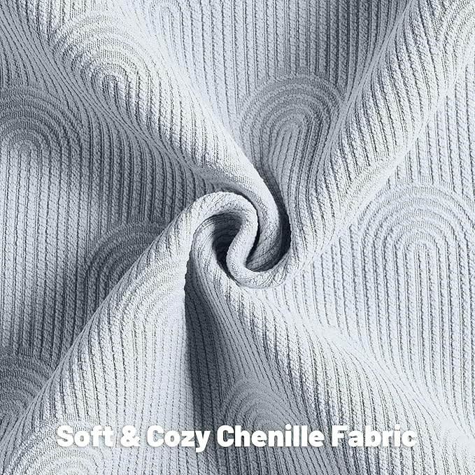 FUTEI Light Blue Chenille Decorative Throw Pillow Covers 16x16 Inch Set of 2,Soft Cozy Striped Geometric Patterns Cushion Cases,Modern Home Decor for Couch Bed Living Room