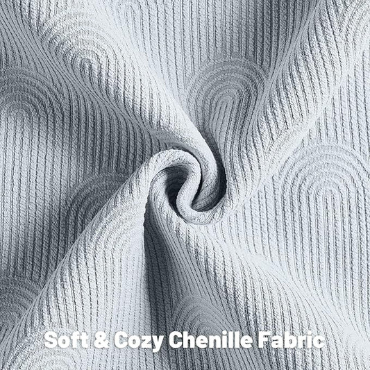 FUTEI Light Blue Chenille Decorative Throw Pillow Covers 16x16 Inch Set of 2,Soft Cozy Striped Geometric Patterns Cushion Cases,Modern Home Decor for Couch Bed Living Room